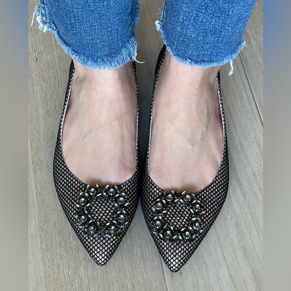 SJP by Sarah Jessica Parker Sonnet Flats - Pointed with Crystal Ornament Detail